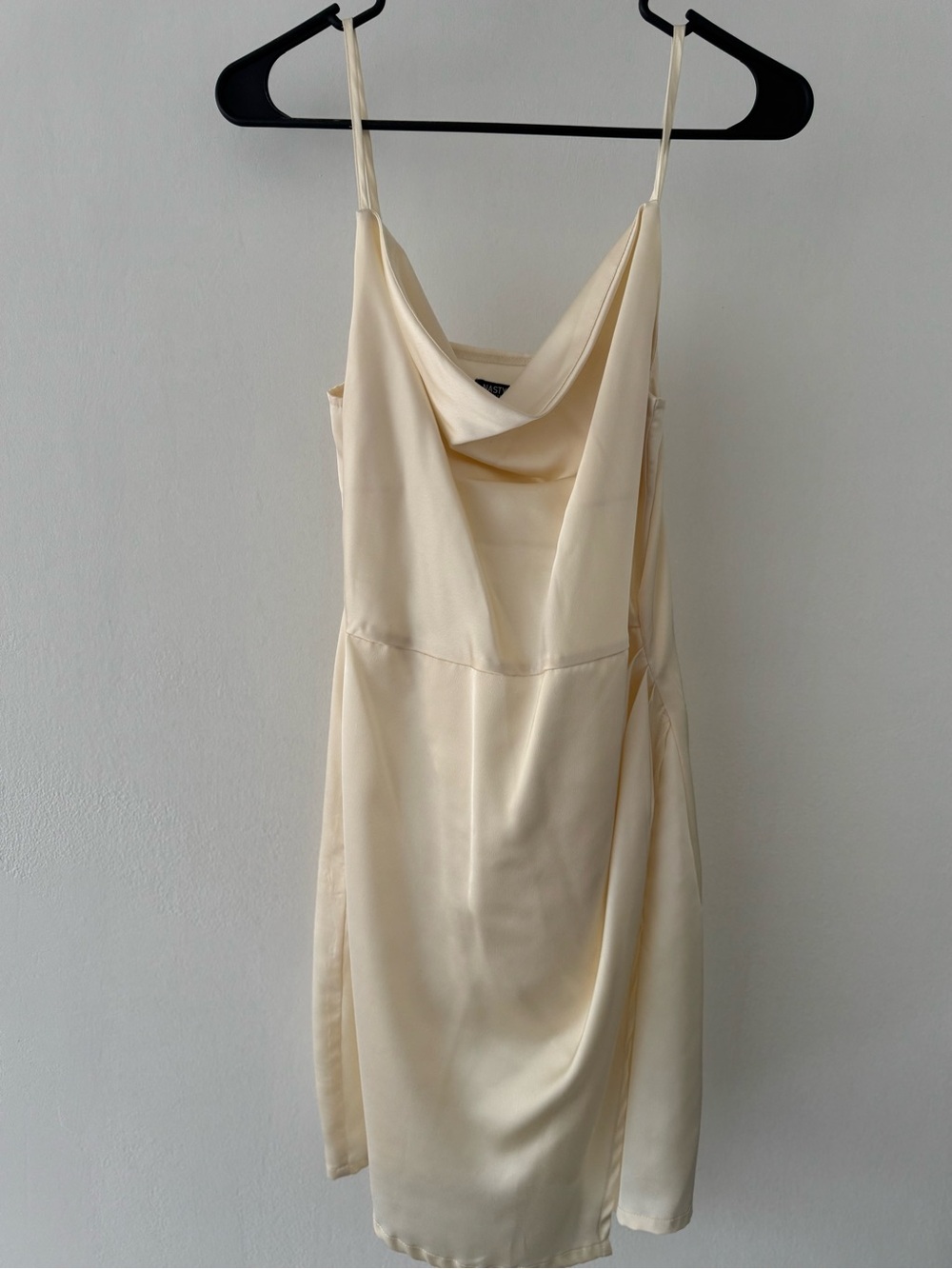 Nasty Gal Cream Satin Cowl Slip Mini Dress